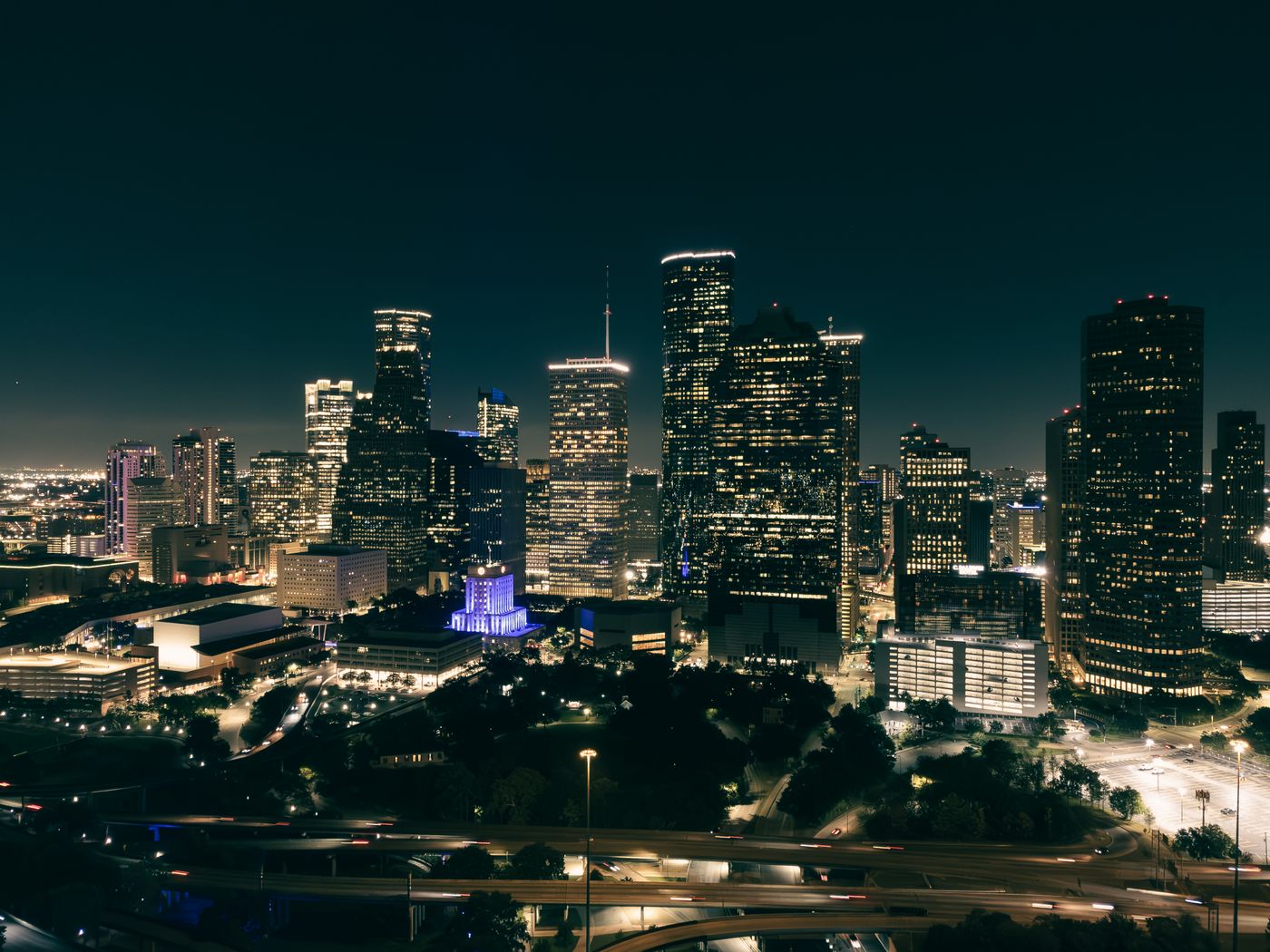 City skyline at night